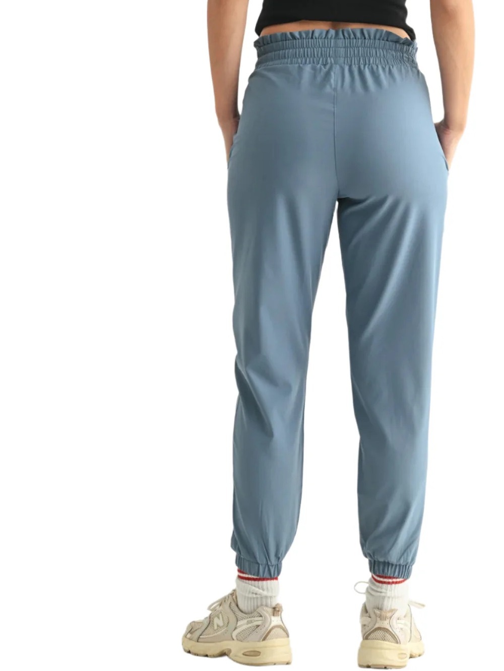 Mono B size Small Women’s Athleisure Blue High Rise Paperbag Waist Joggers NWT - Picture 3 of 7